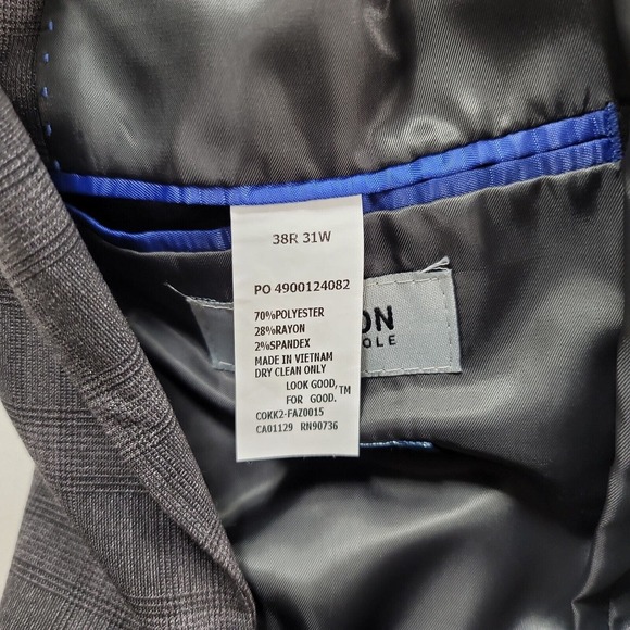 Kenneth Cole Grey Windowpane Plaid Suit Jacket Mens 38R‎ 38 Glen Plaid - Picture 11 of 11